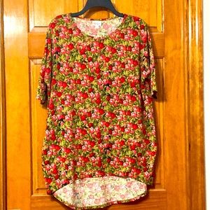 LulaRoe Irma size small red and pink flora top